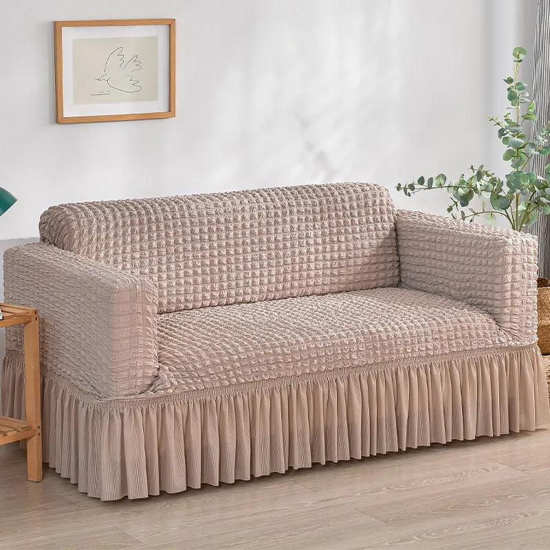 NONECN Seersucker Sofa Cover Stretch Slipcover Anti Dirt Living Room