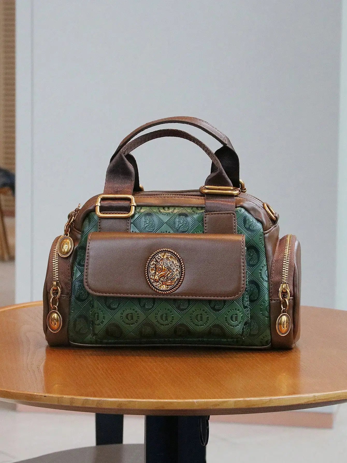 NONECN Fashion Multi Pocket Shoulder Bag Leather Box Style