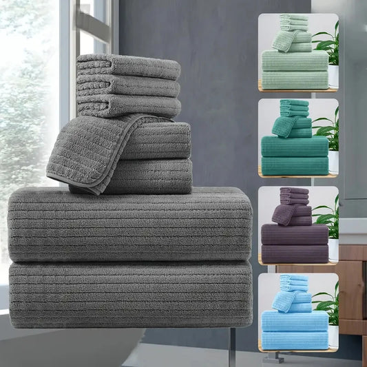 Bath Towel Set 8 Piece Absorbent Quick Dry Towels Daily by S And B Enterprise