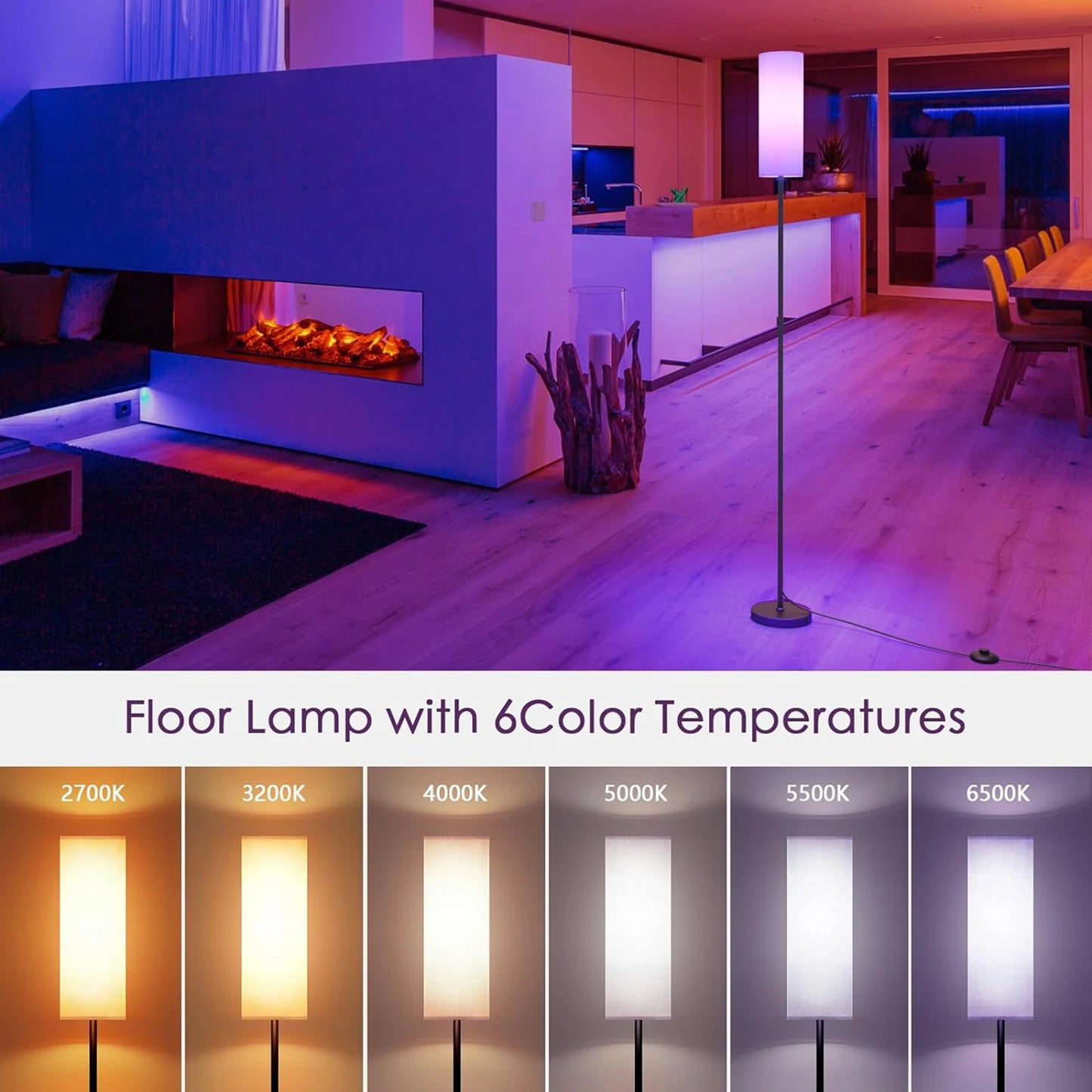 US Modern Floor Lamp Standing Tall Light Foot for Bedroom Living Room Study Room RGB Floor Lamp Study Room Floor Lamp by S And B Enterprise