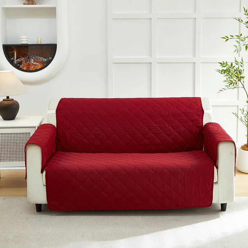 XM-Luvetoria integrated red quilted sofa cover for 1/2/3 seater by S And B Enterprise