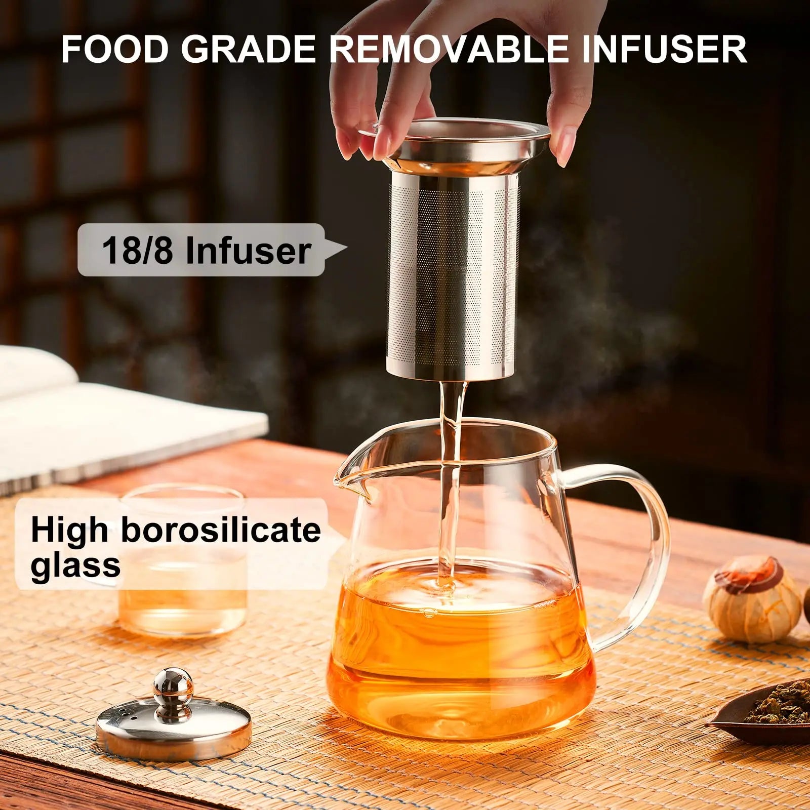 Glass Teapot Stovetop With Removable Stainless Steel Infuser For Camping by S And B Enterprise
