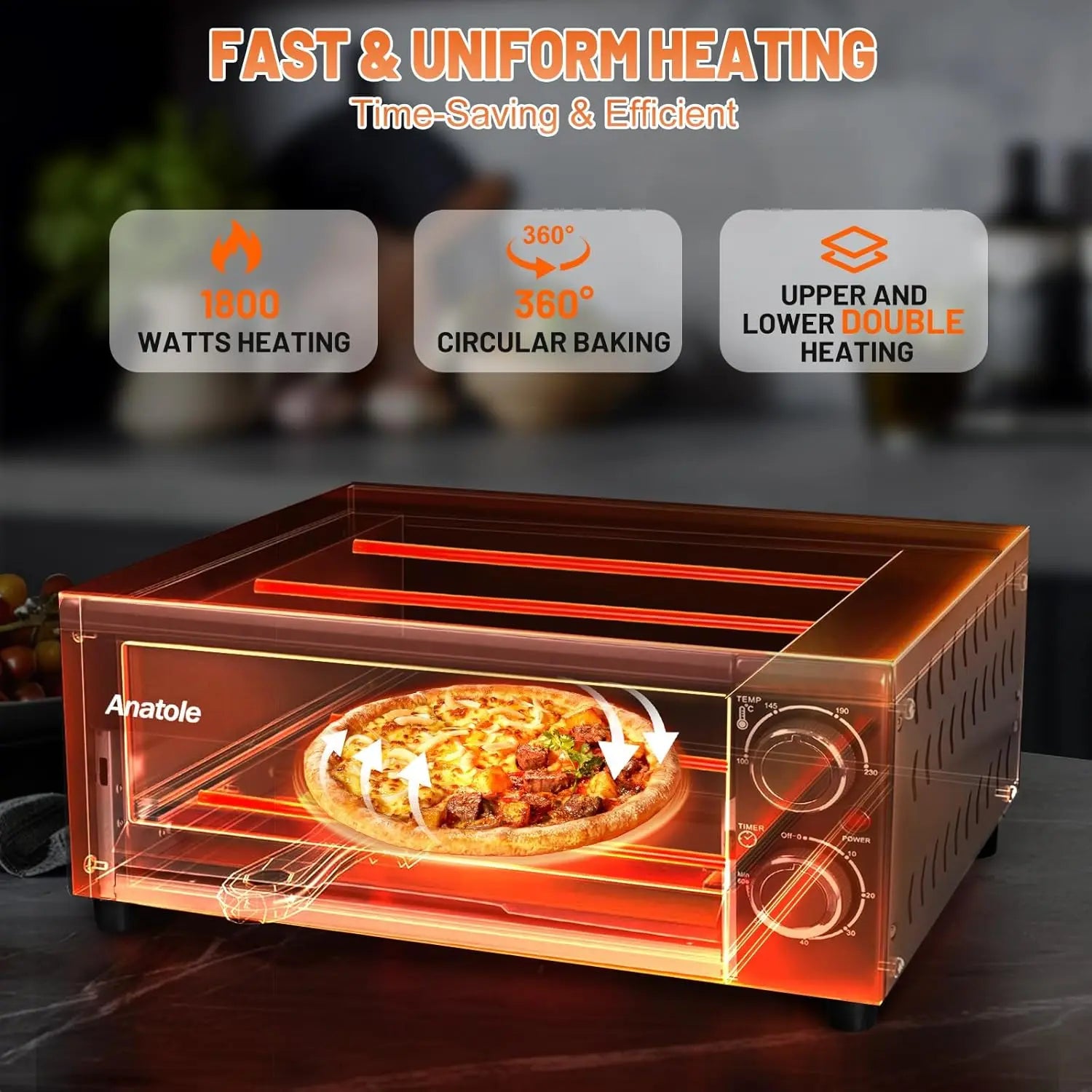 XMSJ Electric Pizza Oven 1800W Countertop With Adjustable Time Temperature by S And B Enterprise