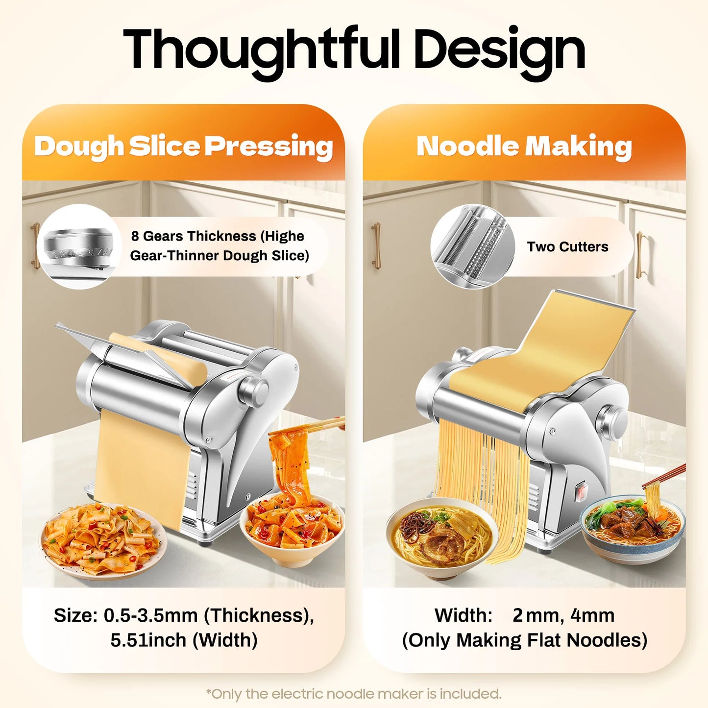 Electric Noodle Maker 135W Stainless Steel With 8-Speed Thickness Control by S And B Enterprise
