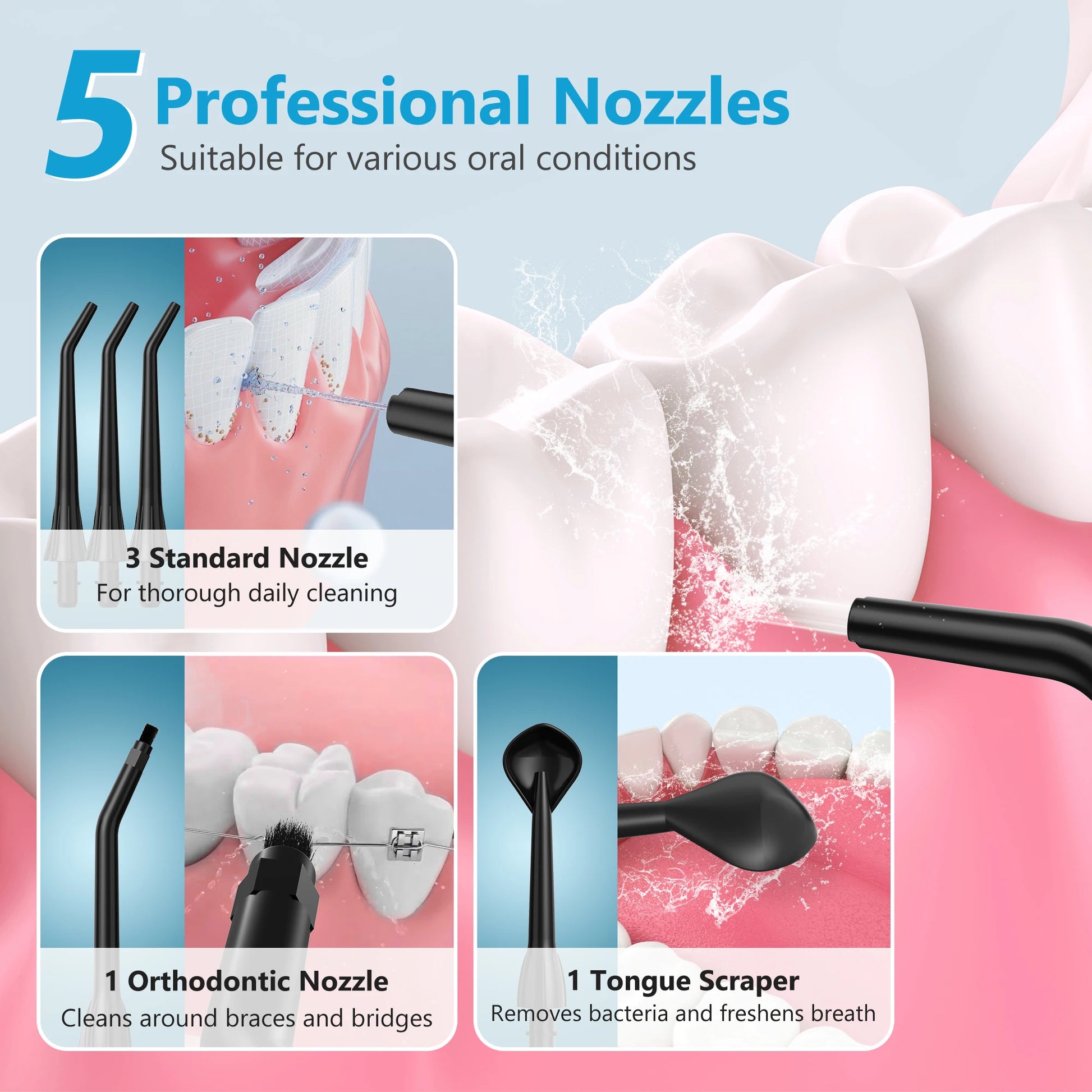 Sejoy Electric Water Flossers Oral Irrigator 5 Modes Portable Rechargeable by S And B Enterprise
