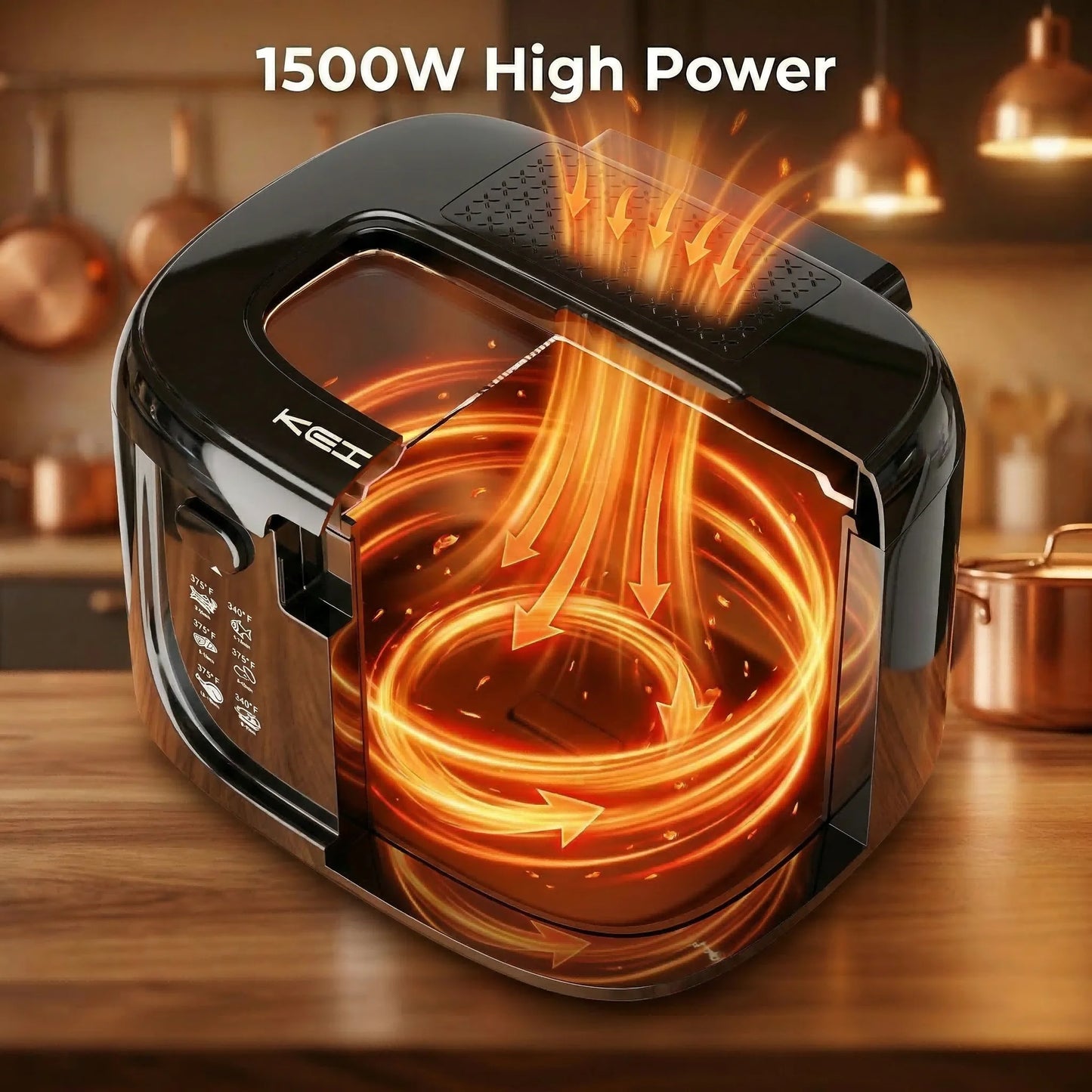 CACHOO 1600W Electric Deep Fryer With Adjustable Temperature