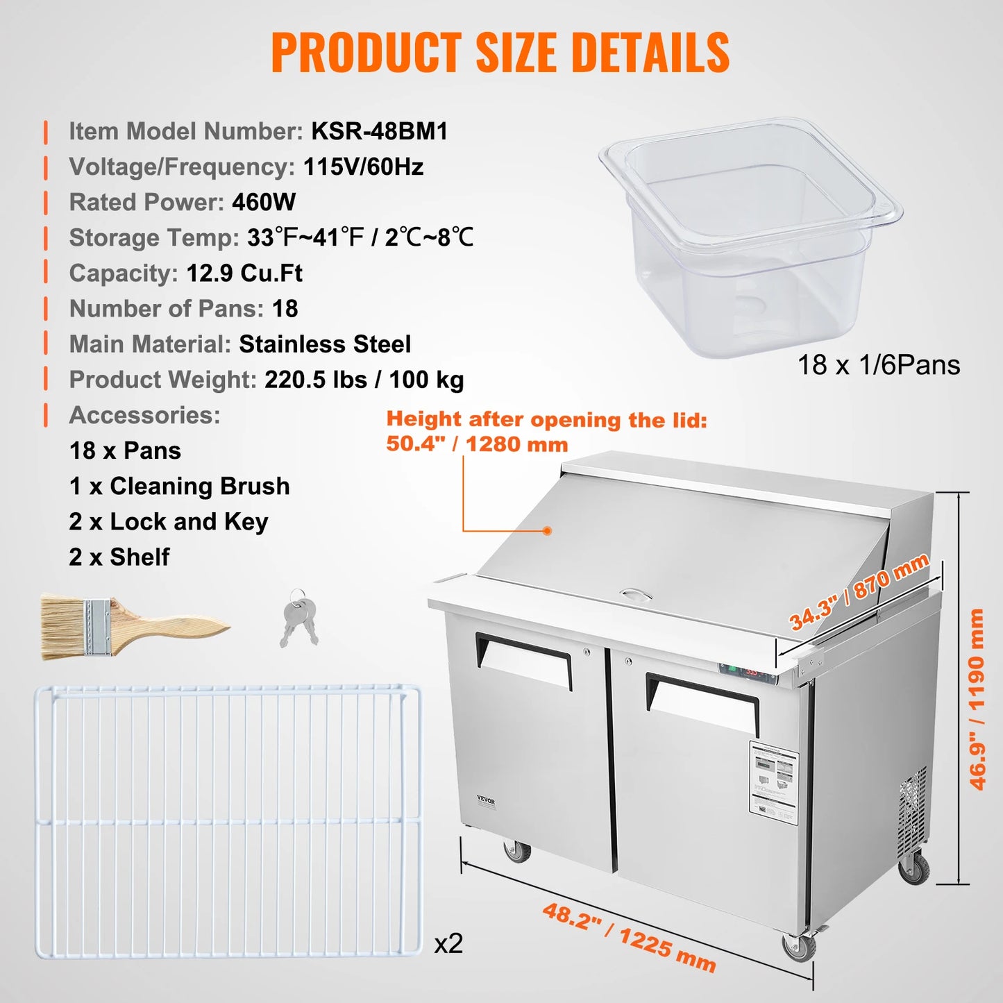 SucceBuy Stainless Steel Commercial Refrigerator Sandwich And Salad Prep Table by S And B Enterprise