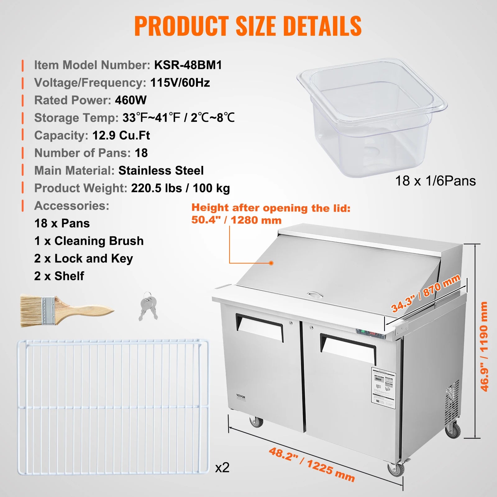 SucceBuy Stainless Steel Commercial Refrigerator Sandwich And Salad Prep Table by S And B Enterprise
