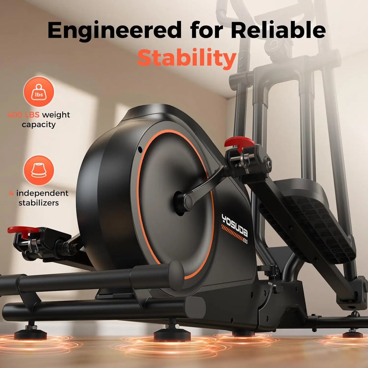 YOSUDA Foldable Elliptical Exercise Machine for Home, 15 Inch Stride Compact Folding Elliptical Trainer, Only 2 Sq.Ft Foldable Design for Small Spaces, Elliptical Cross Trainer with 16 Levels Magnetic Resistance by S And B Enterprise