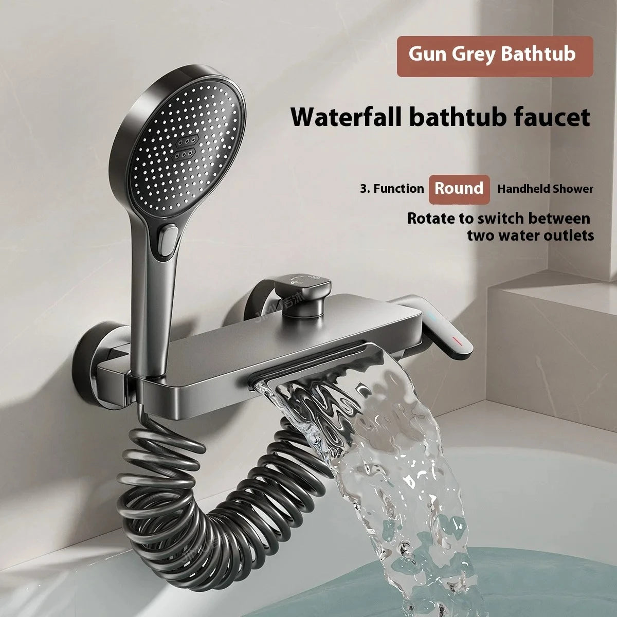 Wall Mounted Bathtub Faucet Bathroom Accessories High Flow Mixing Valve Shower Kit Showerhead Set Solid Brass Shower Faucet