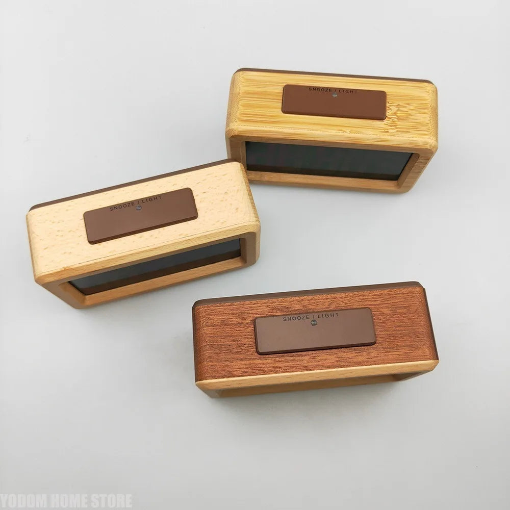 Wooden LED Digital Alarm Clock With Snooze Date Temperature by S And B Enterprise