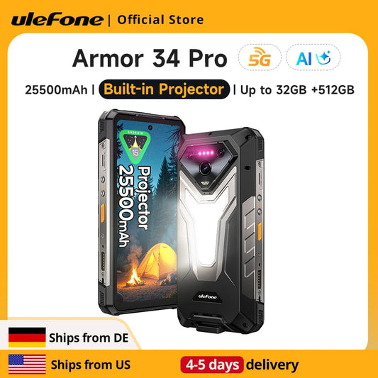 ULEFONE Armor 34 Pro Rugged Phone With Built In Projector