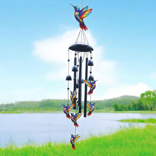Lucky Wind Chime Garden Decor With Gradient Bird Ornament by S And B Enterprise