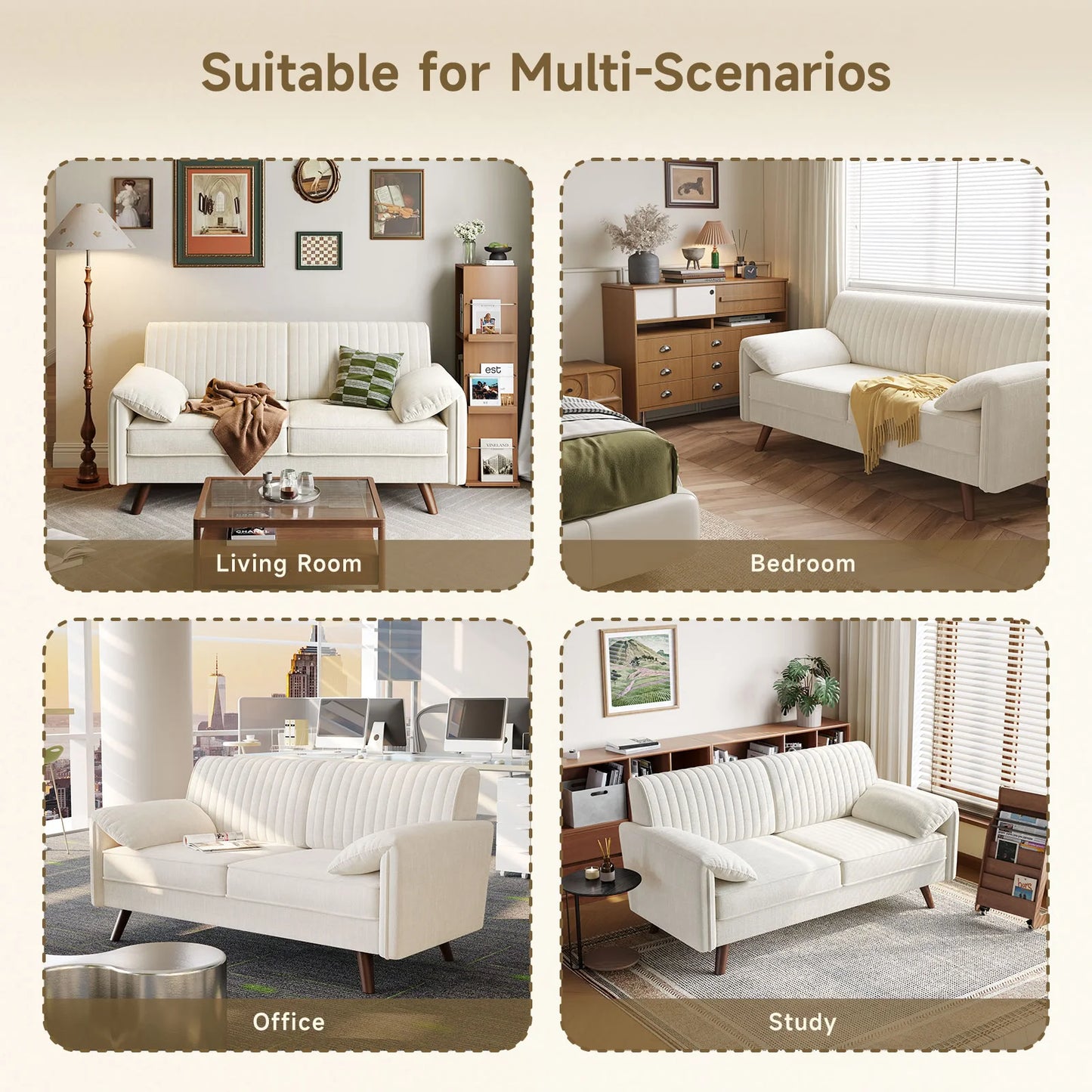 Chenille Loveseat Sofa For Small Spaces Deep Seat Comfort