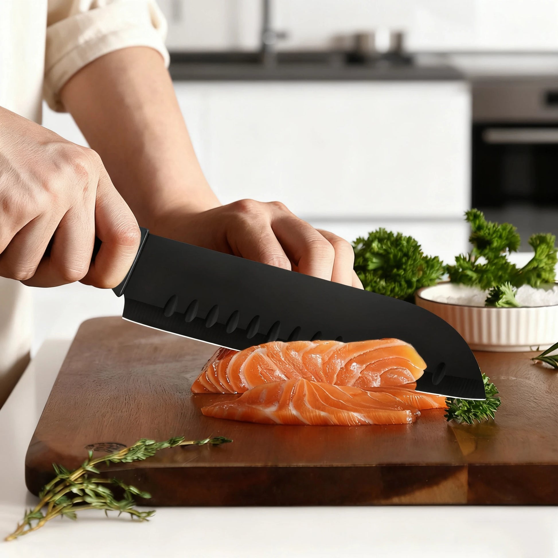 Stainless Steel Kitchen Knife Set With Block Sharpener Scissors by S And B Enterprise
