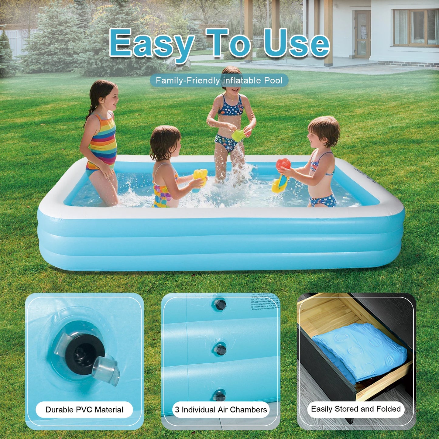 CADALENE Inflatable Family Pool for Kids and Adults Outdoor by S And B Enterprise