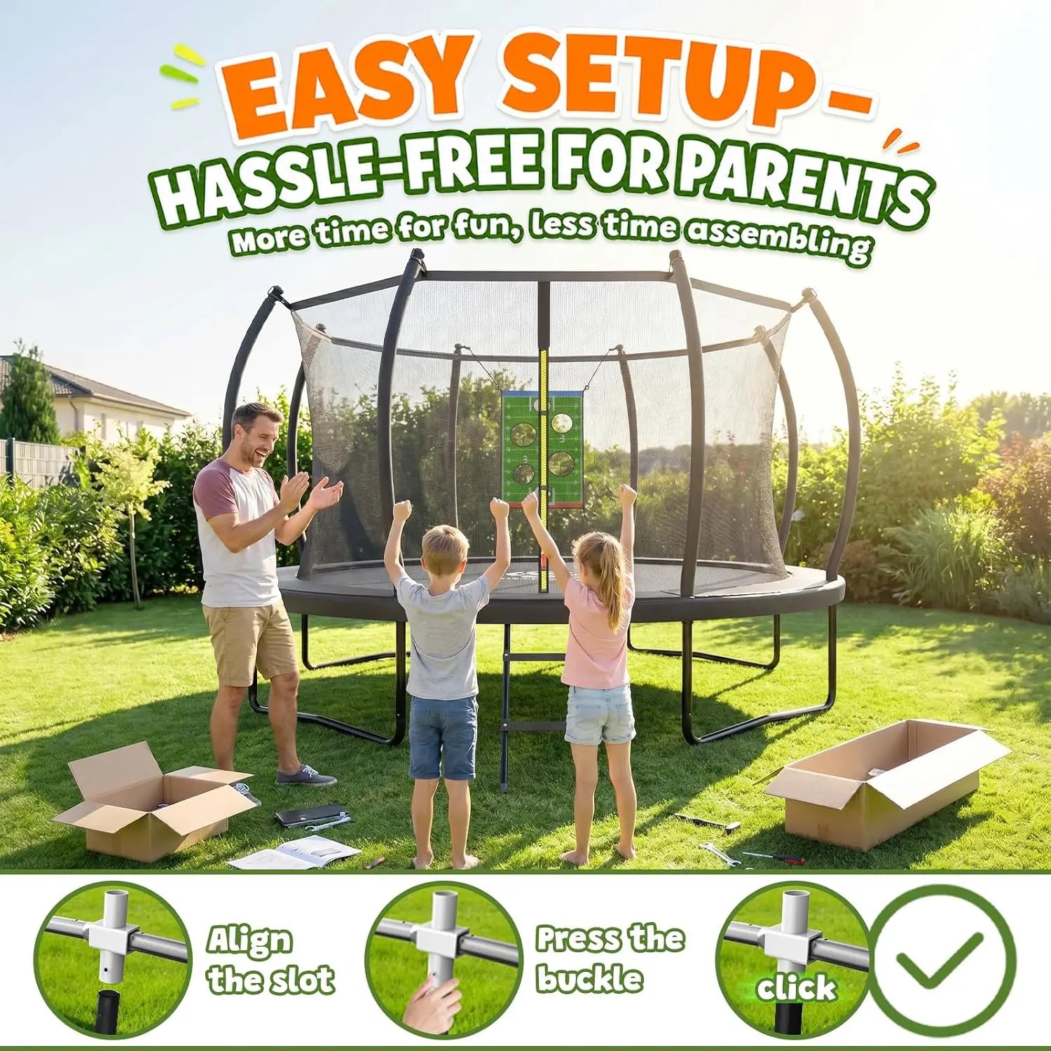 Outdoor Recreational Trampoline With Safety Enclosure And Rust Resistant by S And B Enterprise