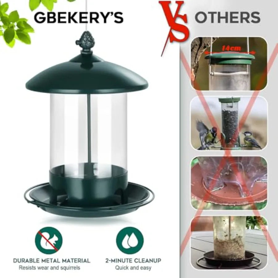 Metal Bird Feeders Outdoor Hanging Weather Resistant 360 Degree Tray by S And B Enterprise
