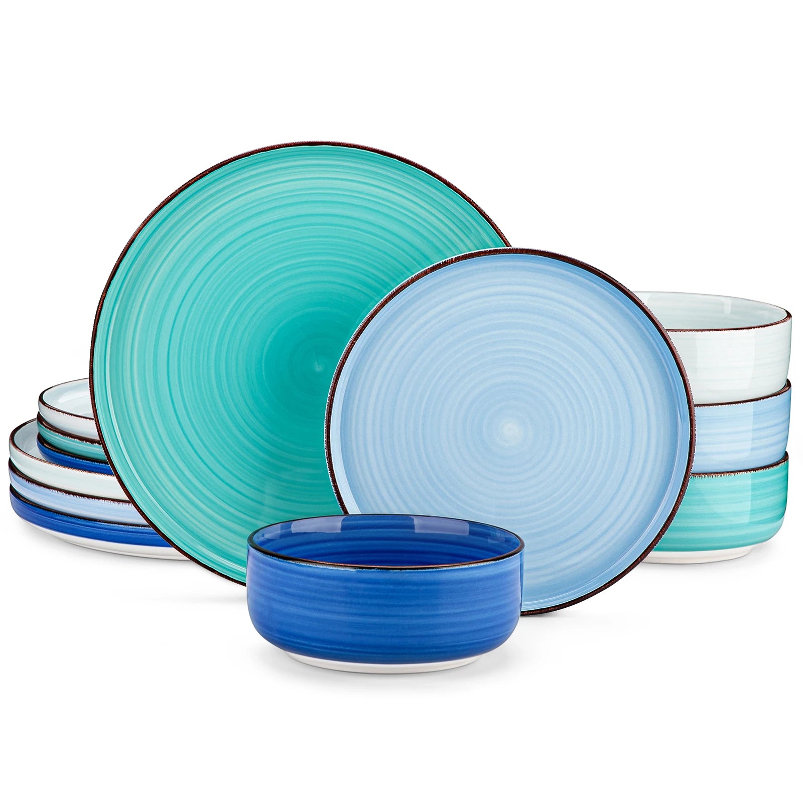 MALACASA Ceramic Dinnerware Set Handpainted Spiral Pattern by S And B Enterprise