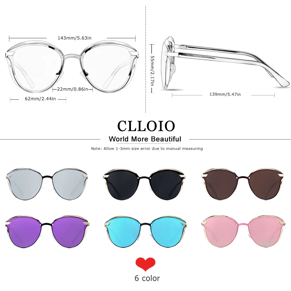 CLLOIO sunglasses cat-eye driving shades for women in 6 color options
