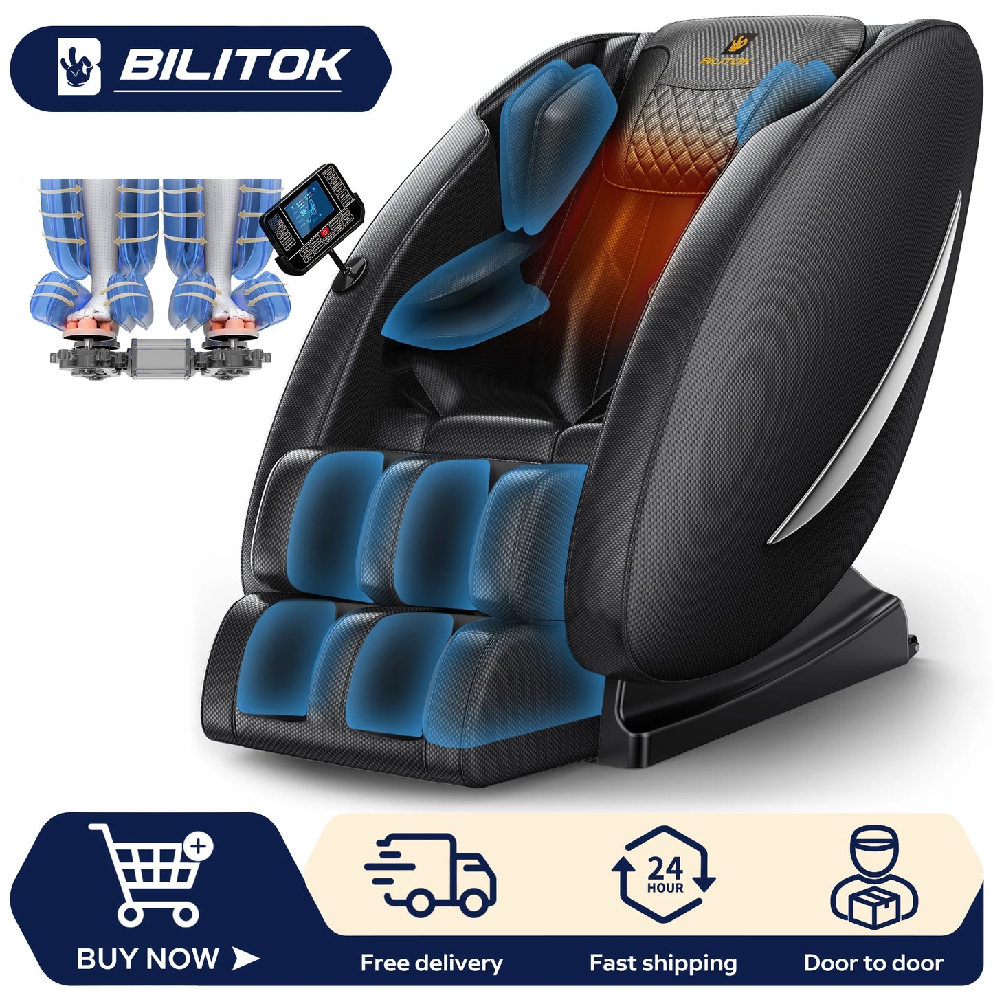 BILITOK Massage Chair Recliner With Bluetooth Zero Gravity And Heating