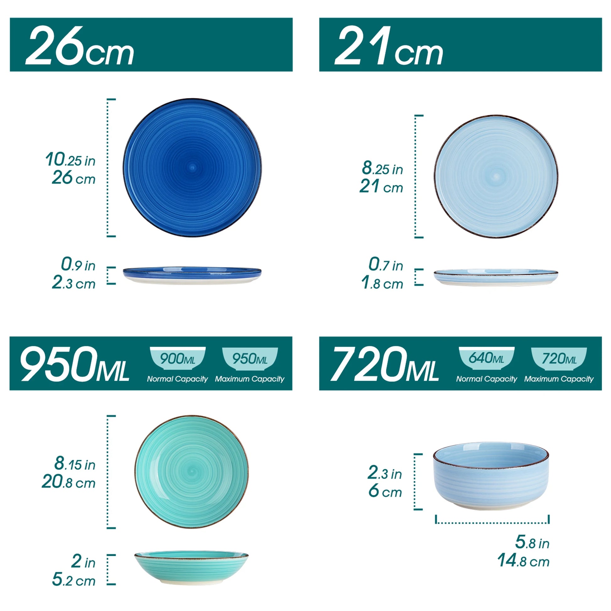 MALACASA Ceramic Dinnerware Set Handpainted Spiral Pattern by S And B Enterprise