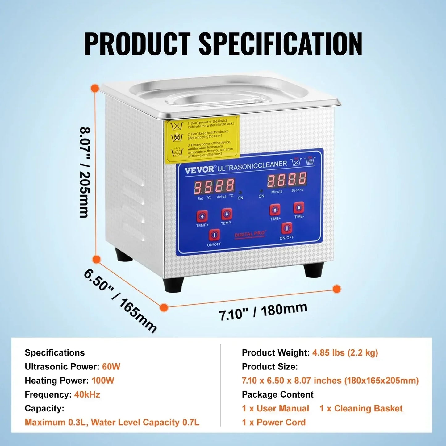 VEVOR Ultrasonic Cleaner for Dishes, Jewelry, and Tools