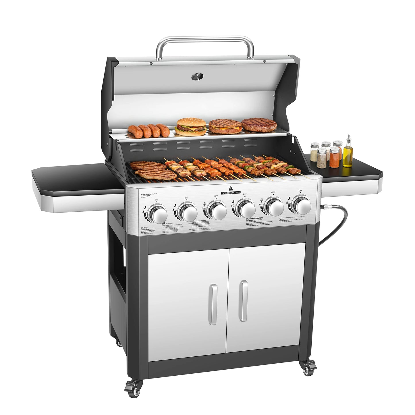 Propane Gas Grill 60,000 BTU Cabinet With Warming Rack