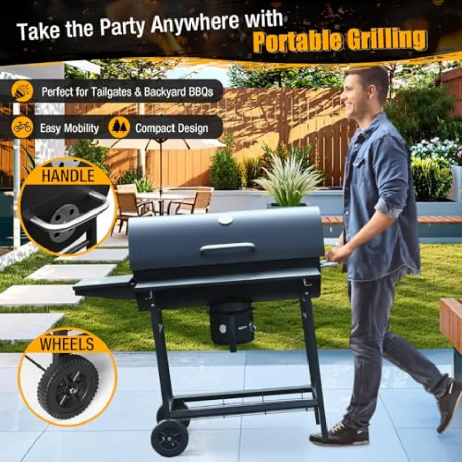 SHXI Charcoal BBQ Grill With Side Table For Backyard Grilling by S And B Enterprise