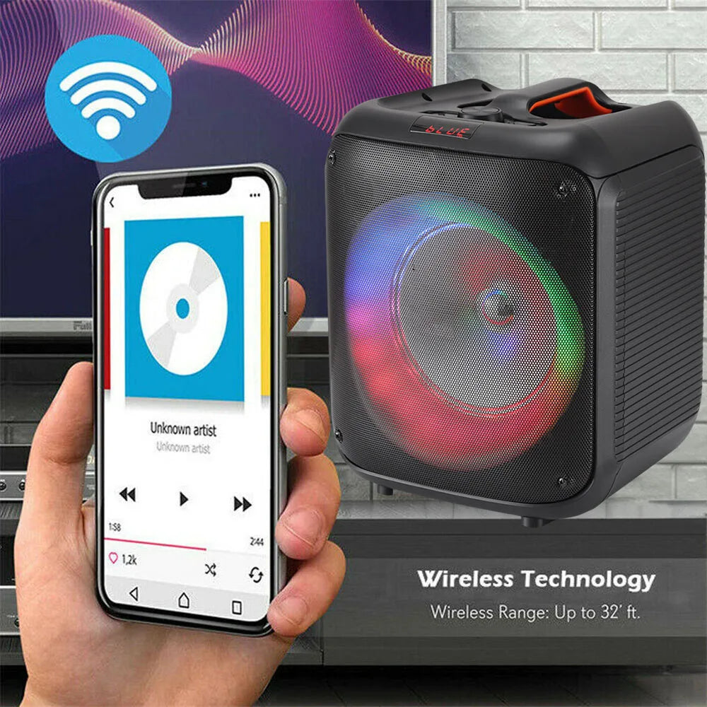 CURUK 6000W Portable Bluetooth Speaker With LED Lights And Mic