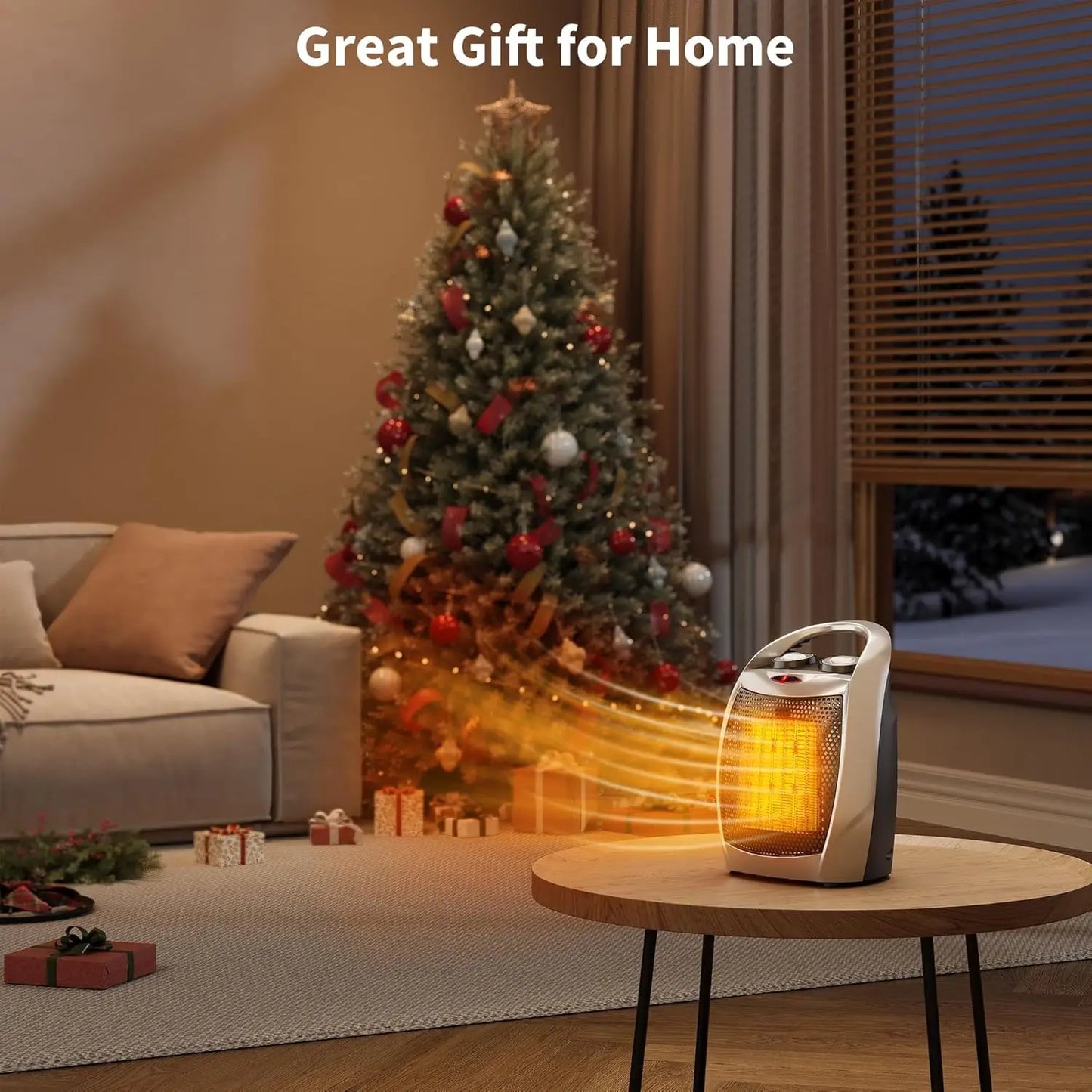 Acekool Portable Ceramic Heater and Fan With Thermostat