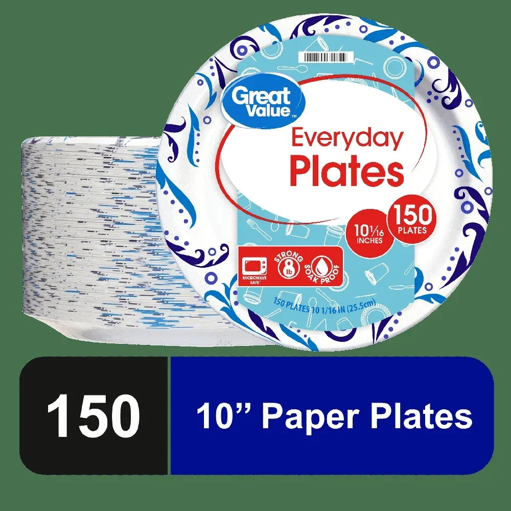 Everyday Disposable Paper Plates Soak Proof Microwave Safe