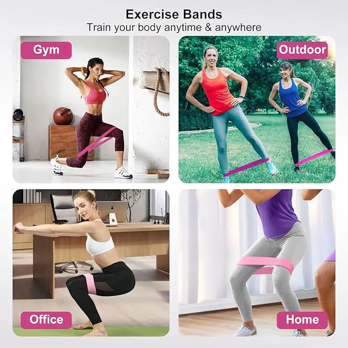 5 Pcs Pink Resistance Bands Set by S And B Enterprise for home gym, leg and butt exercises.
