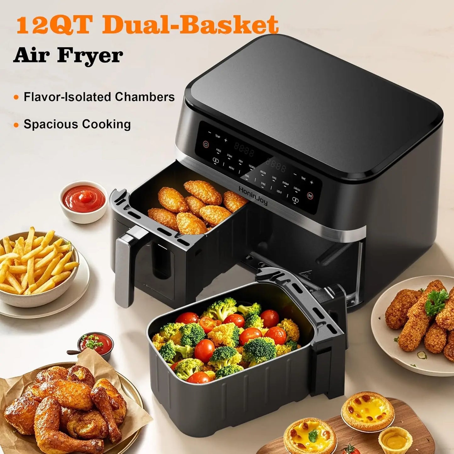 Dual Basket Air Fryer With Viewing Window And Digital Touchscreen