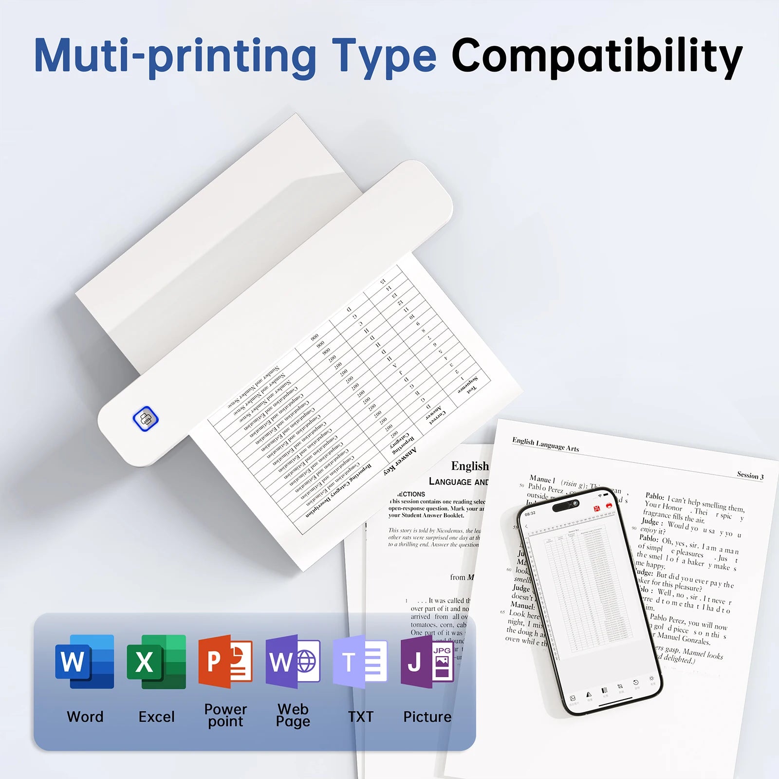 Mini Portable A4 Thermal Printer Desktop Inkless Photo PDF Document Printer for Office Home Travel HD Printing by S And B Enterprise