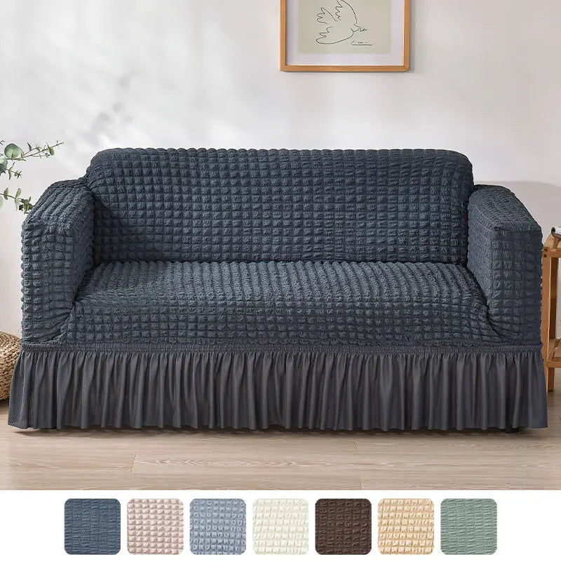 NONECN Seersucker Sofa Cover Stretch Slipcover Anti Dirt Living Room