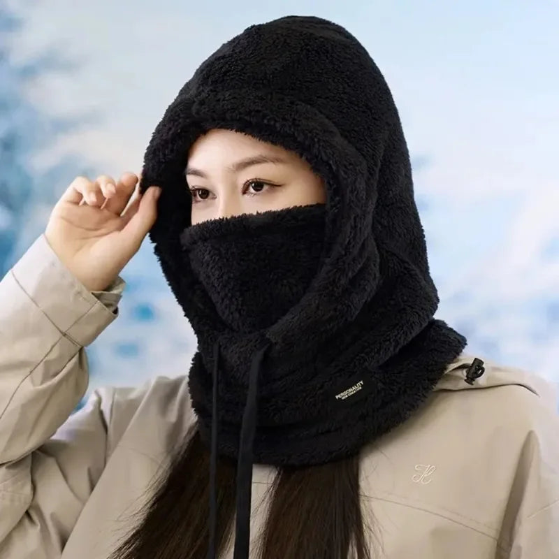 Unisex Winter Thermal Balaclava Ski Mask With Drawstring Windproof