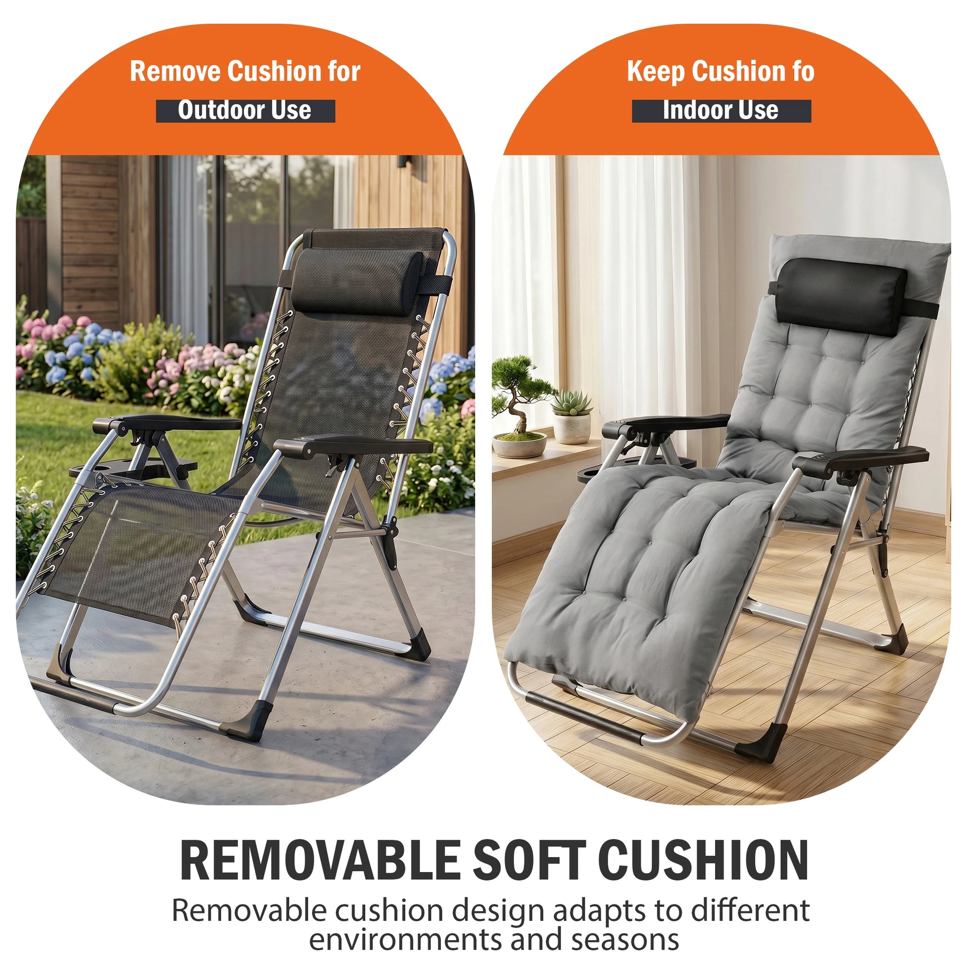 JHK Zero Gravity Camping Lounge Chair With Cup Holder Trays by S And B Enterprise
