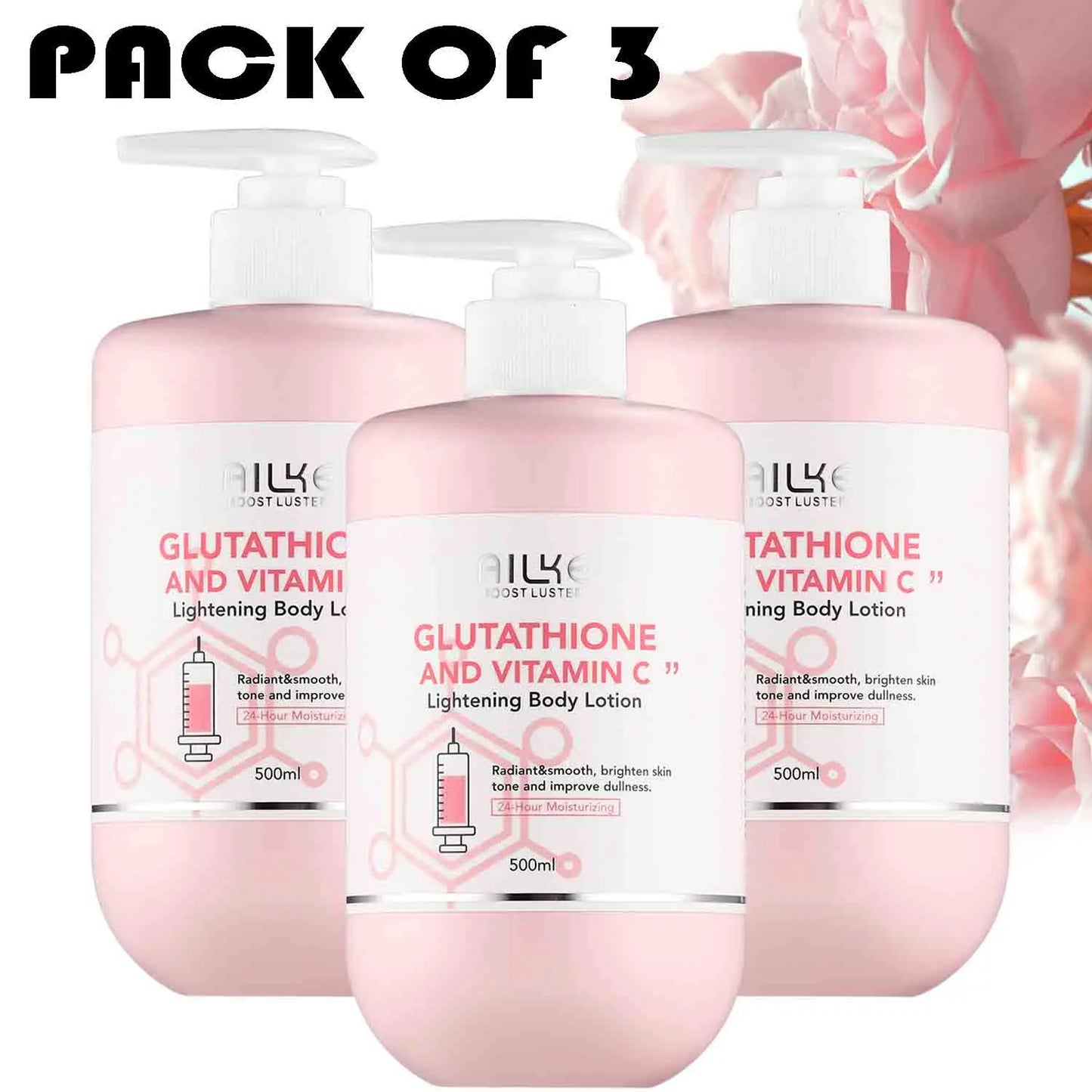 AILKE Glutathione & Vitamin C Kit, With Whitening Lotion, Moisturizing Cream, Lightening Soap, Spa Oil, Glowing Body Cream by S And B Enterprise