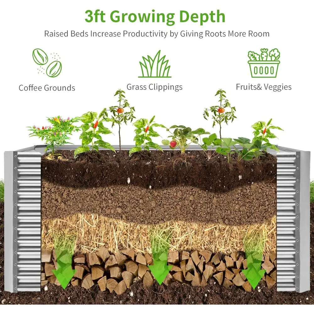 Galvanized Metal Raised Garden Bed for Vegetables Durable Outdoor Planter by S And B Enterprise