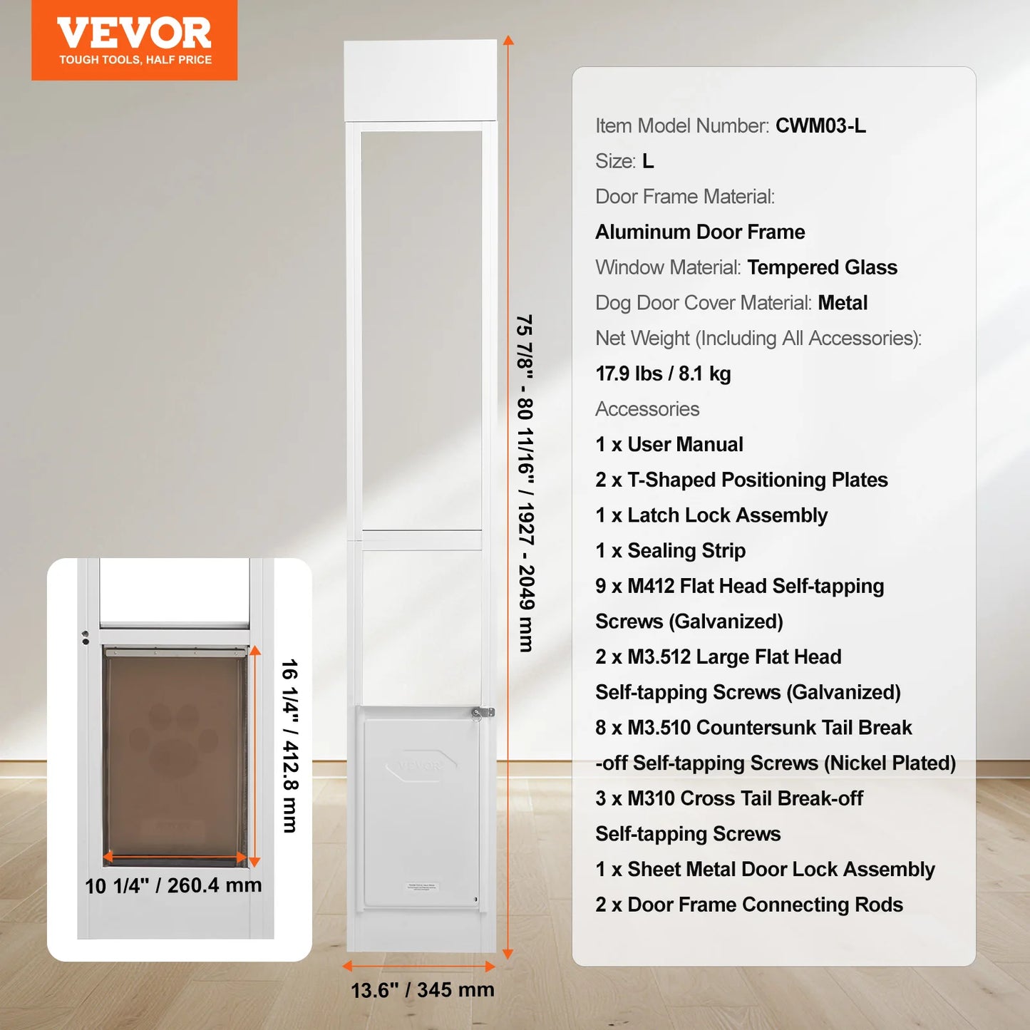 SucceBuy Adjustable Height Dog Door For Sliding Glass Doors by S And B Enterprise