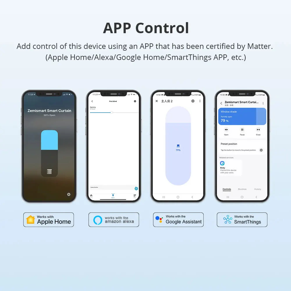Zemismart Matter Over WiFi Curtain Track With Smart Motor HomeKit