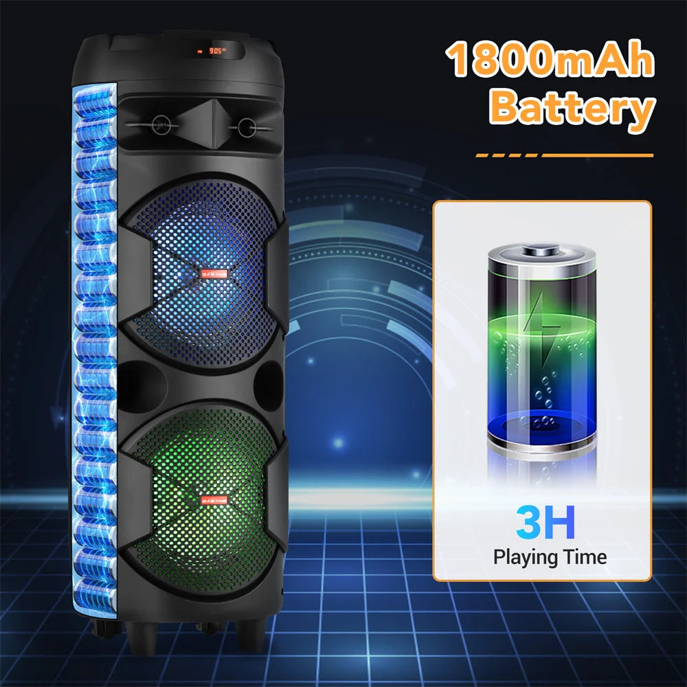 CURUK 6000W Portable Bluetooth Speaker With Dual Subwoofer