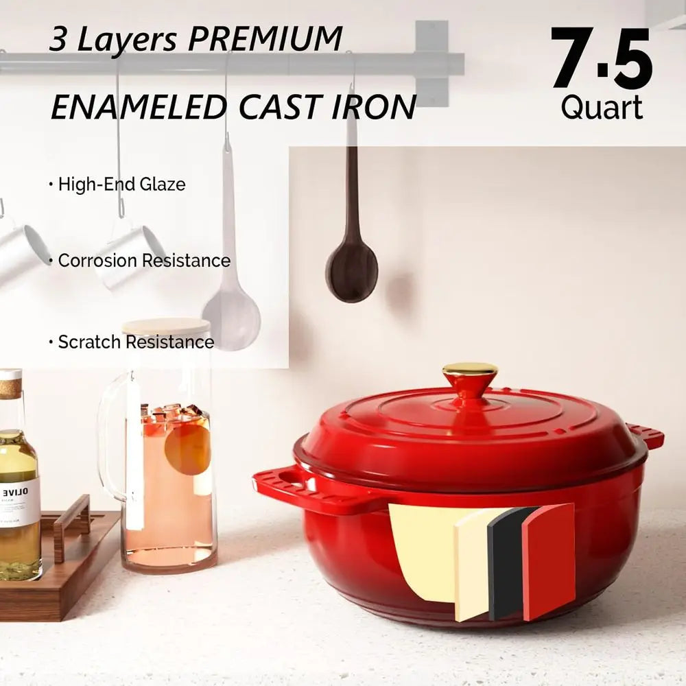 Enamel Cast Iron Dutch Oven With Lid For Oven Cooking by S And B Enterprise
