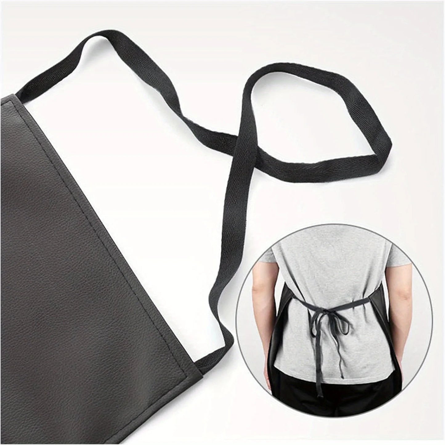 PU leather heavy-duty waterproof 40-inch dishwashing apron, black, by S And B Enterprise