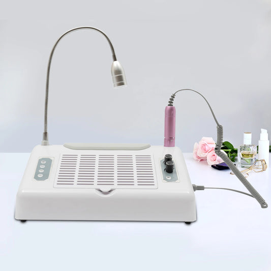 5-in-1 Professional Nail Drill Machine with Vacuum, LED Lamp, Dust Collector & Curing Light for Home Salon Manicure Pedicure