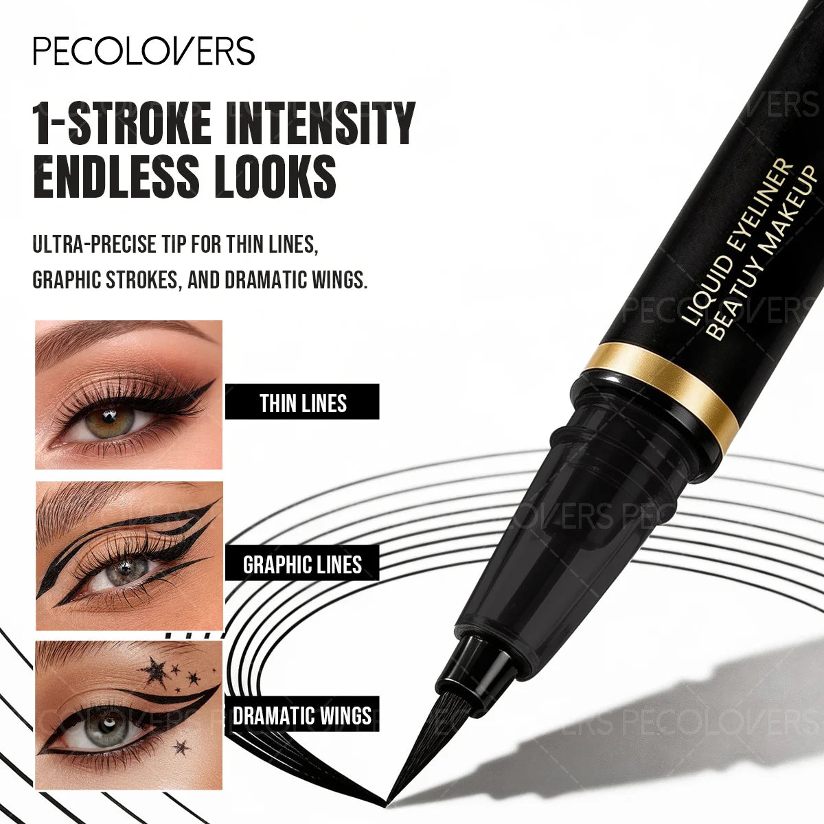 S And B Enterprise 10pcs black liquid eyeliner kit with precision slim tip, fast-drying, transfer-resistant