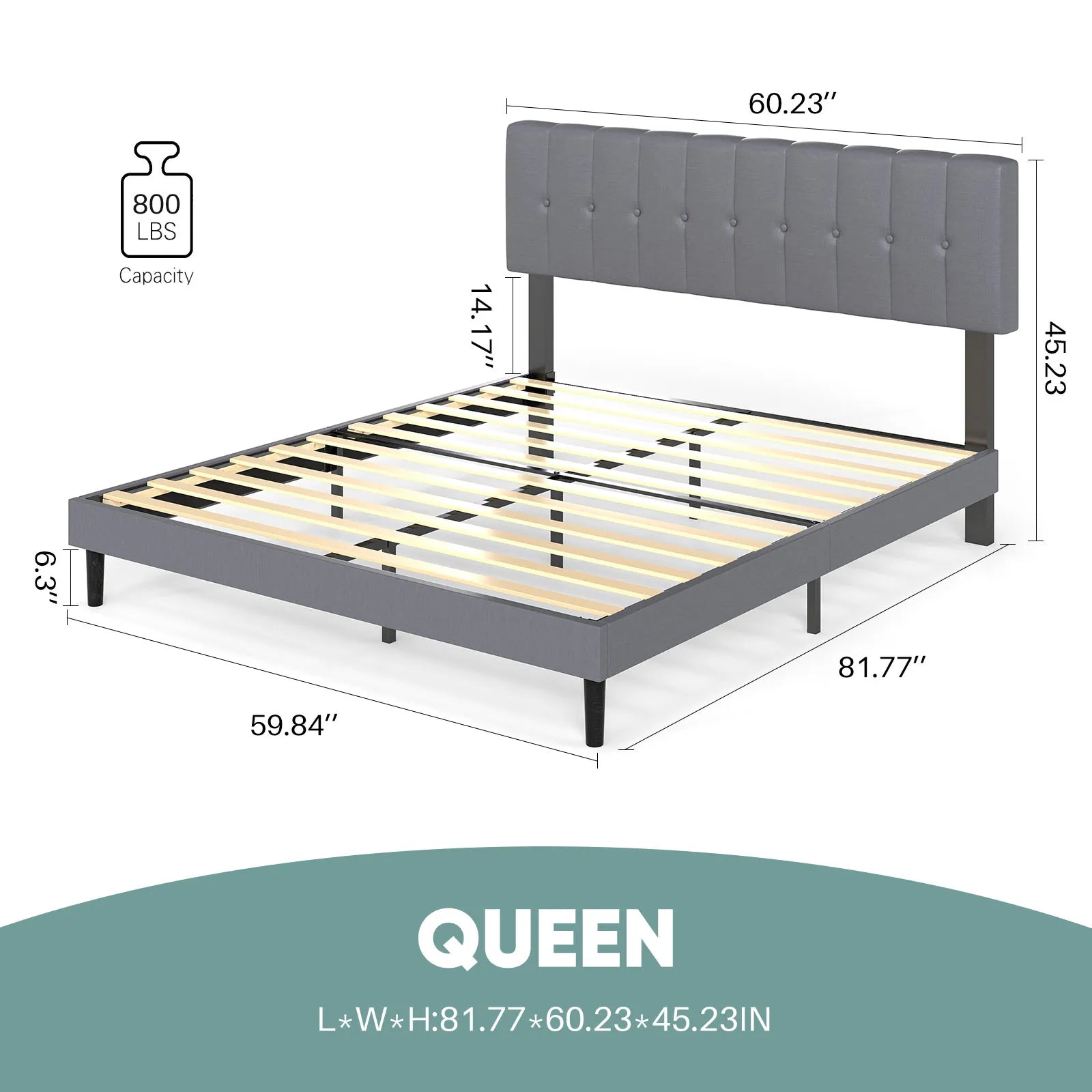 JHK Wooden Upholstered Platform Bed With Adjustable Headboard by S And B Enterprise