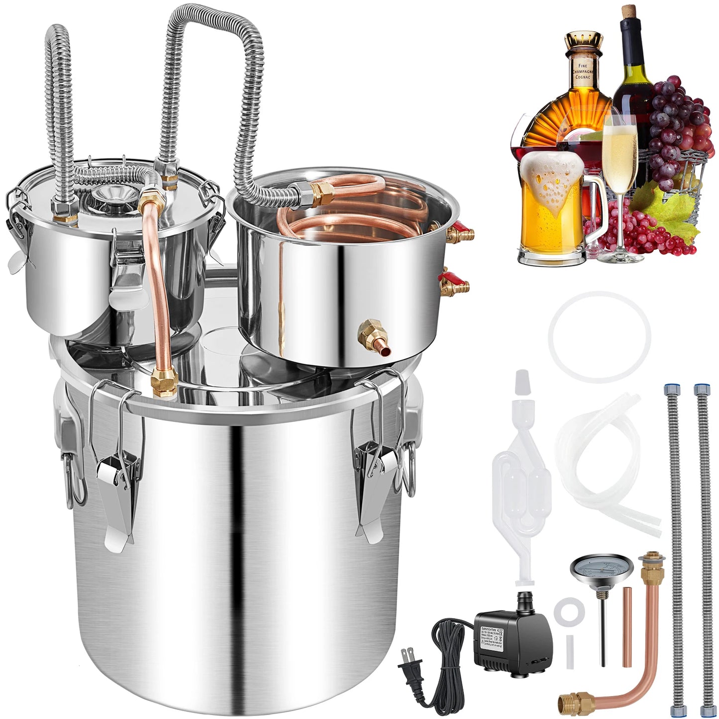 SucceBuy Alcohol Distiller Stainless Steel Moonshine Equipment