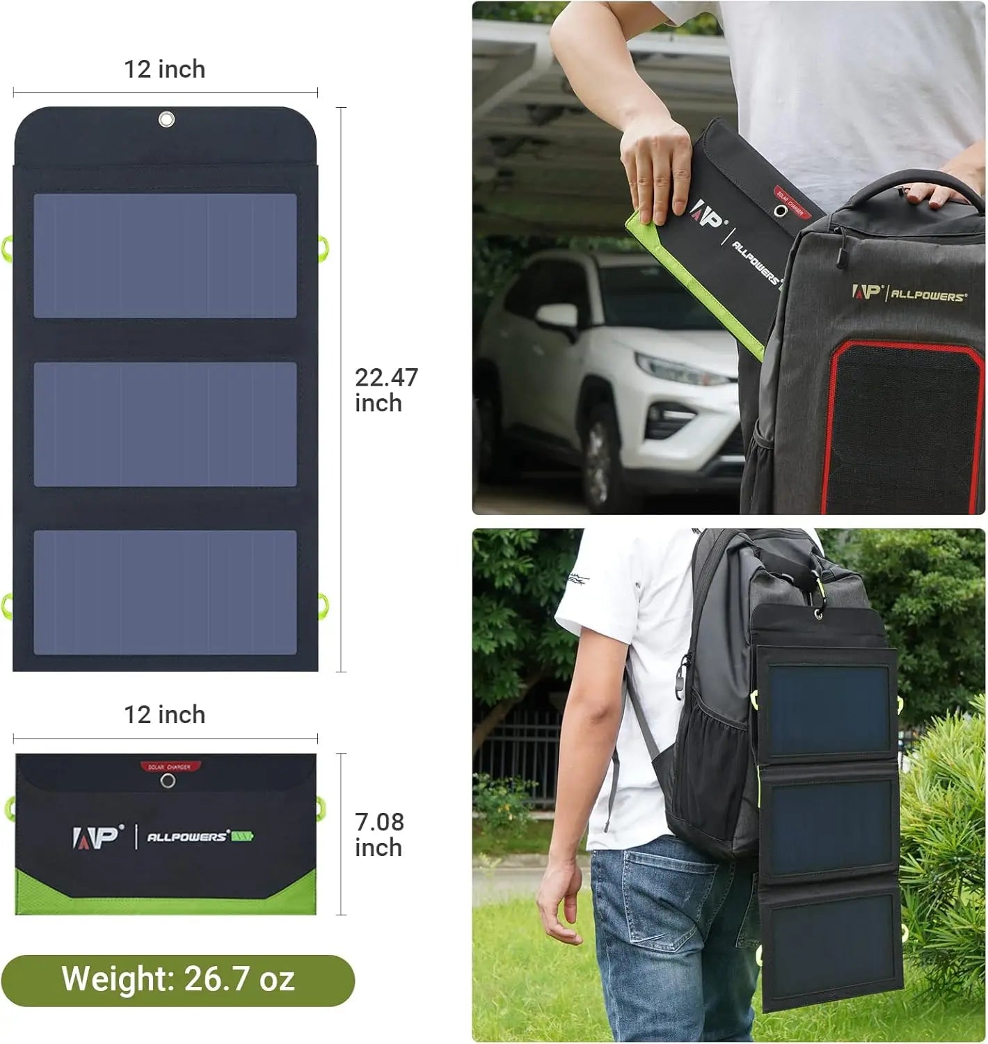 ALLPOWERS 21W Foldable Solar Panel Charger For Phones